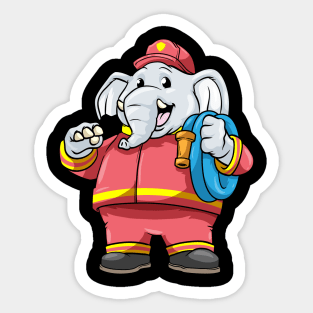 Beautiful elephant as a firefighter with a hose Sticker